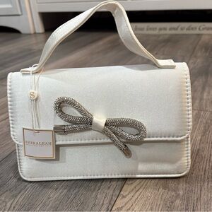 Shiraleah Cream Clutch with Silver Bow
